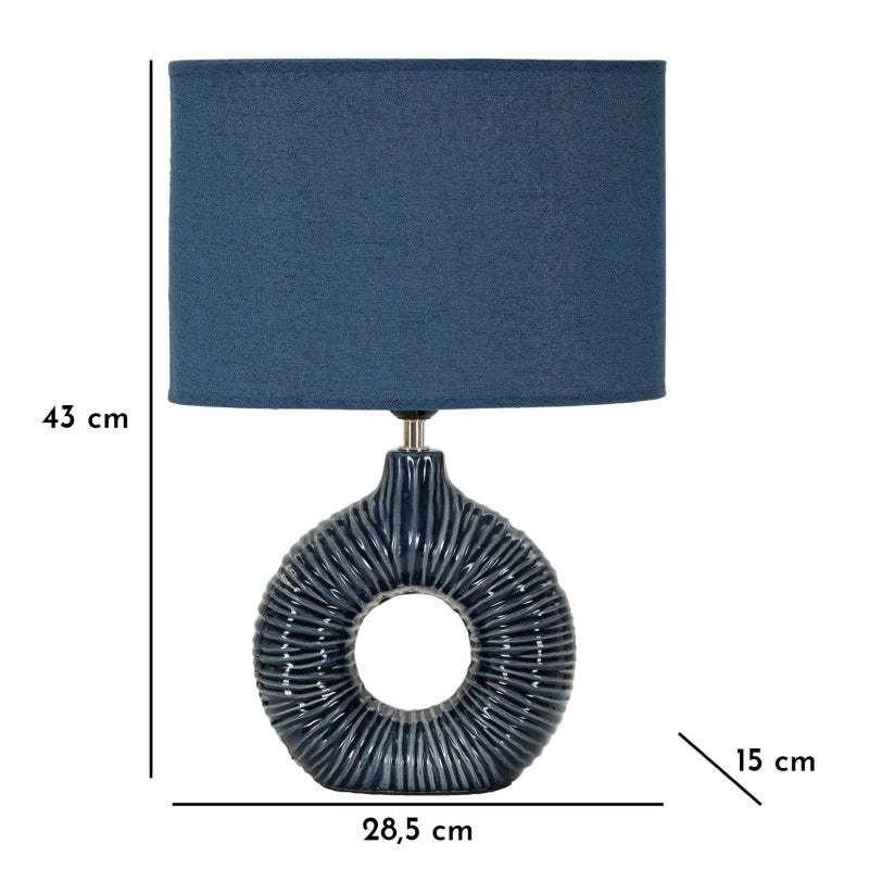 Lampadelle A Da Tavolo Seta Blu cm 28,5x15x43