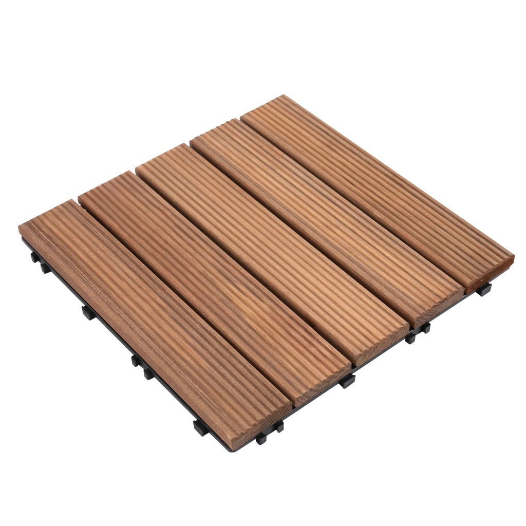 Piastrelle per Esterni Pavimento in Legno, Set 27 Pezzi Montaggio a Incastro, 30x30x2.5cm