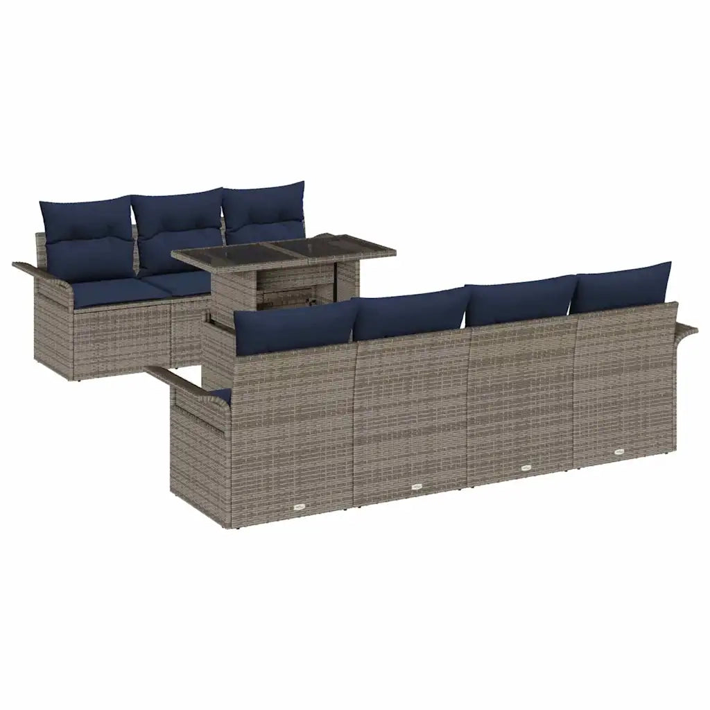 Set Divano da Giardino con cuscino 8 pcs Grigio polyrattan 3348231