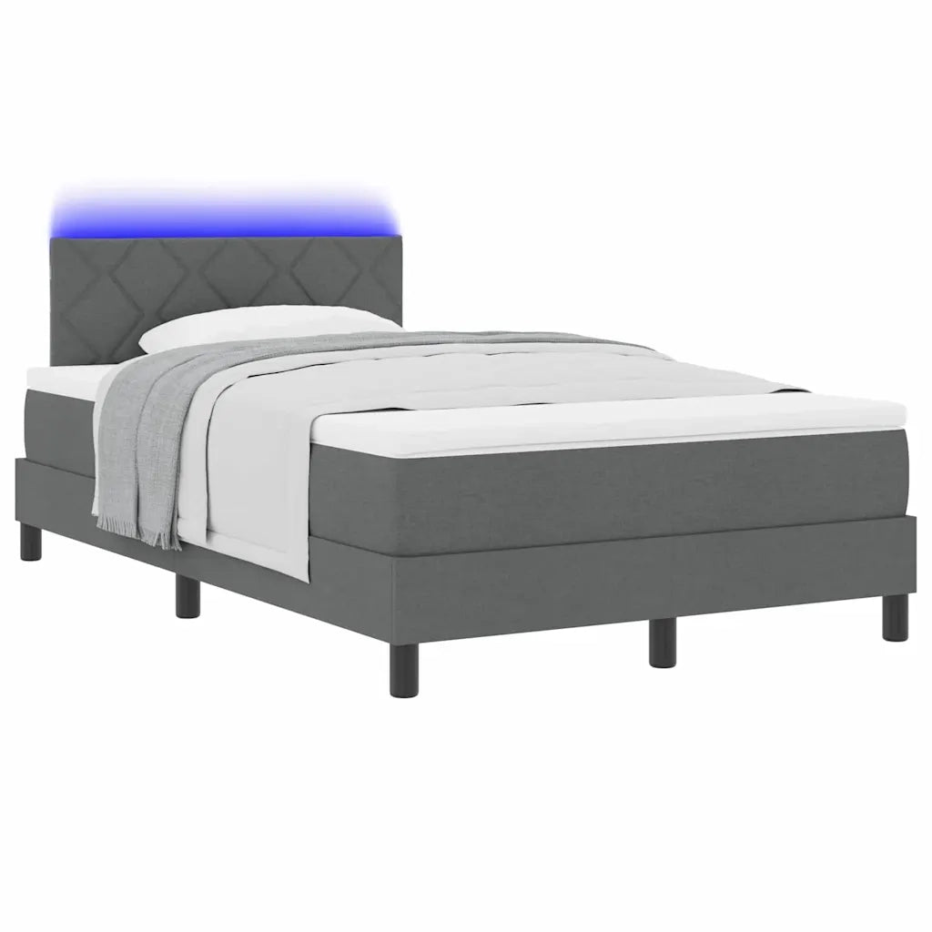 Letto a molle con materasso Grigio scuro 120 x 190 cm Tessuto