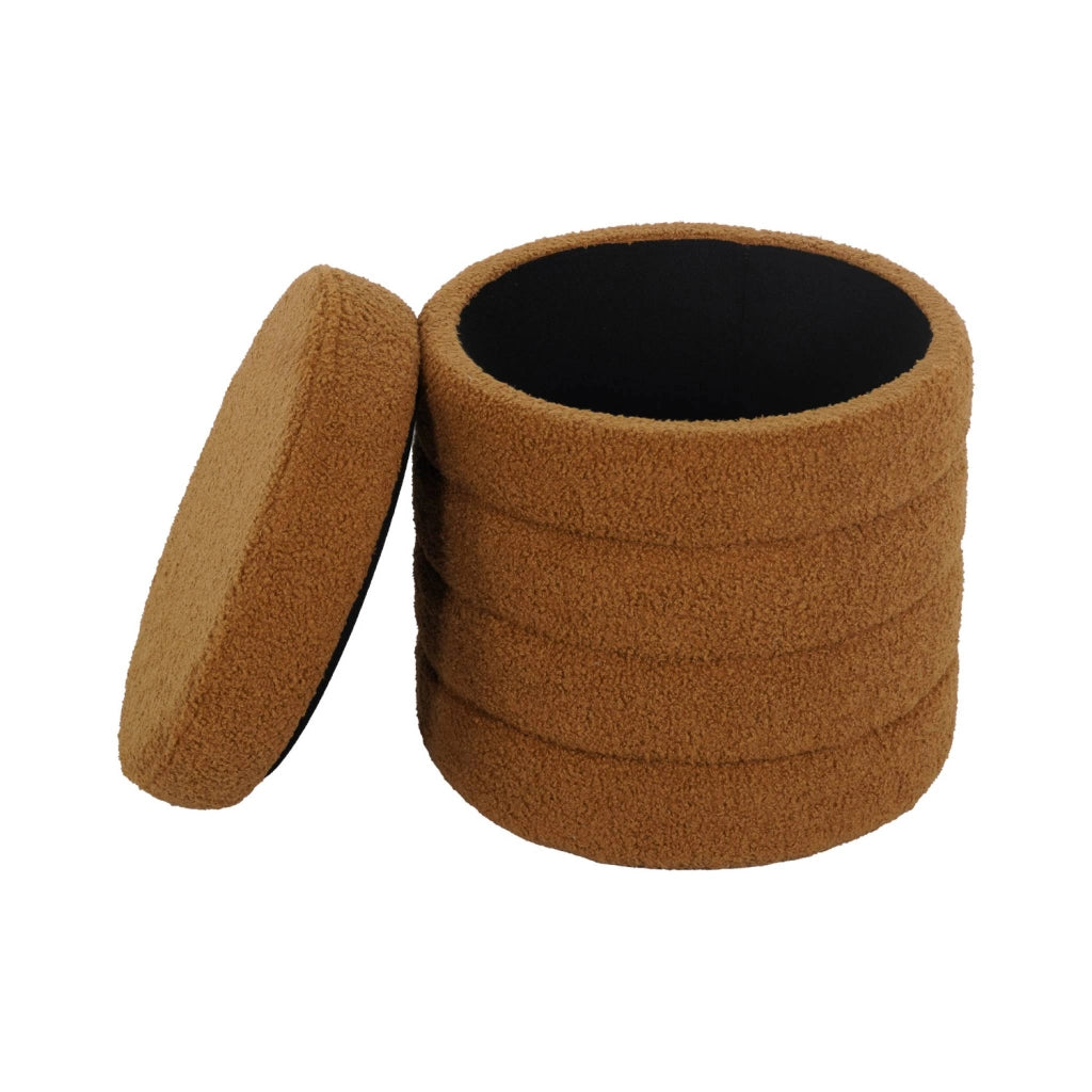 Pouf contenitore in bouclé, ruggine