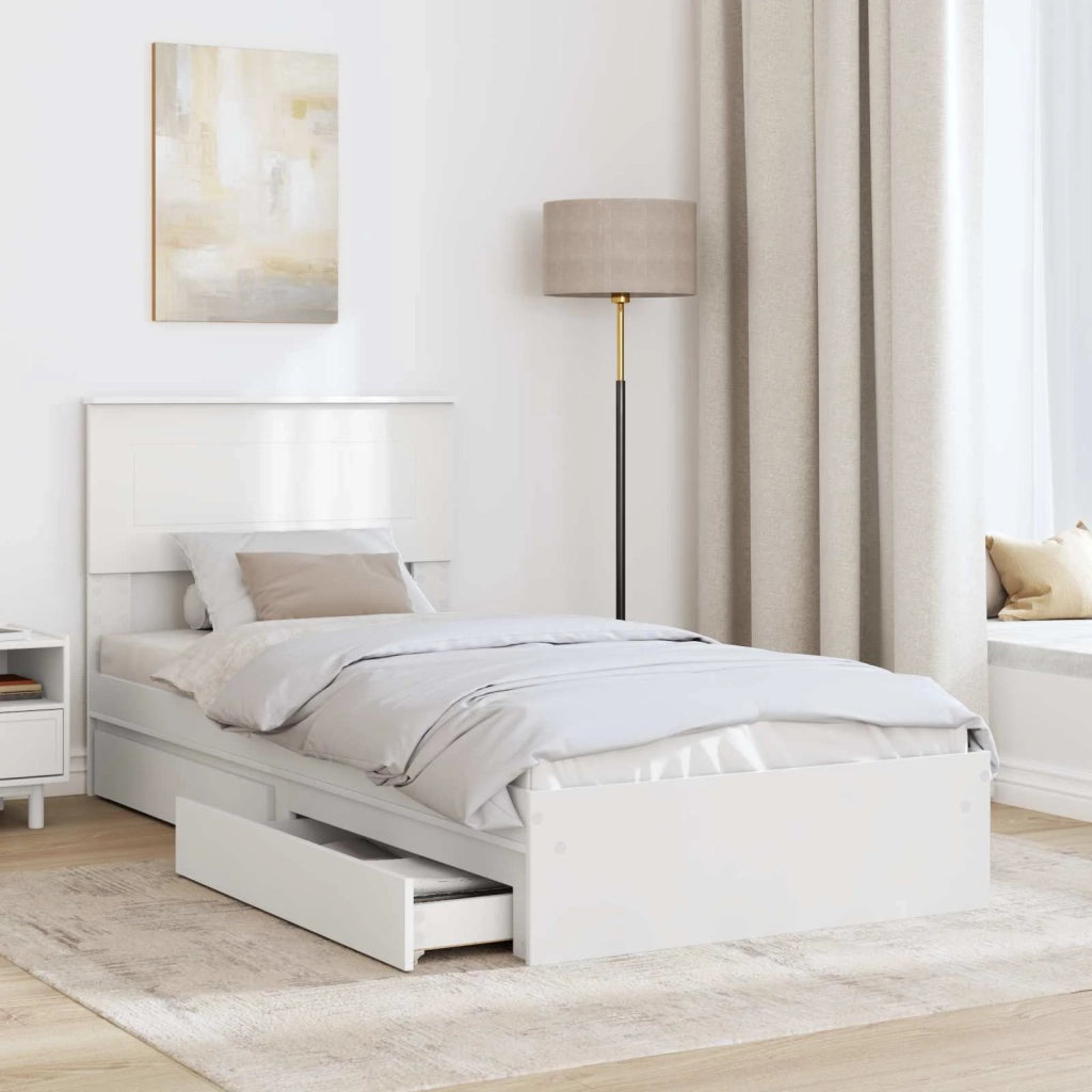 Letto con Contenitore Bianco 75 x 190 cm Legno multistrato