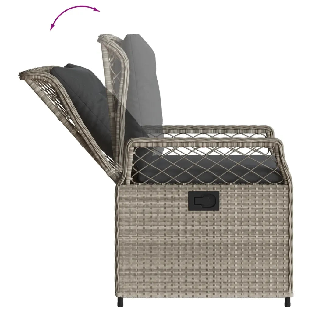 Set da Pranzo da Giardino 7 pz Cuscini Polyrattan Grigio Chiaro 3262940