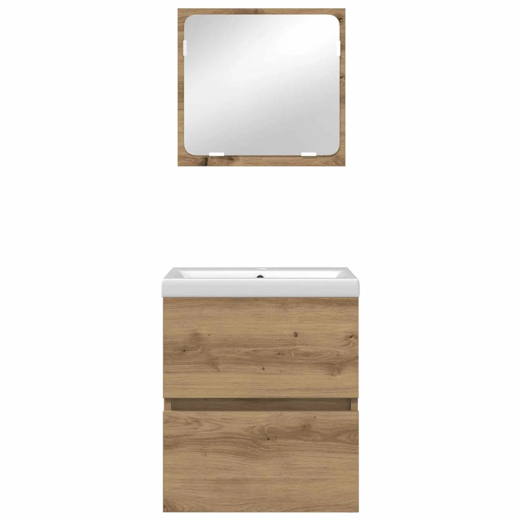 Set di mobili per il bagno 2 pcs Rovere Artigiano e Bianco