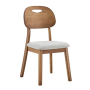 Set di 2 sedie da pranzo con schienale ovale e seduta imbottita in legno di gomma grigio