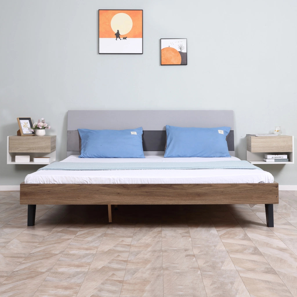 Comodino Sospeso con Cassetto ¨C Xylo ¨C Bianco Rovere Set 2 Pezzi