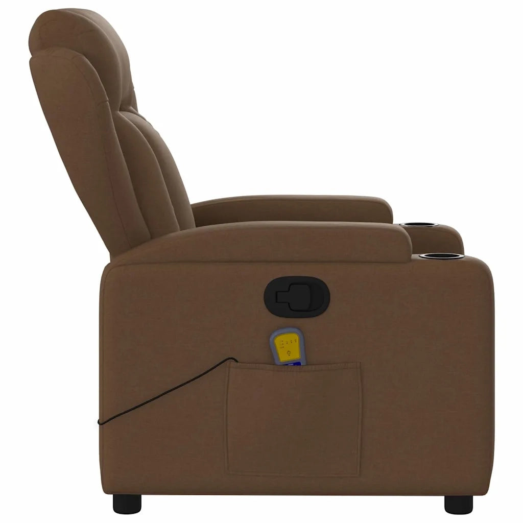 Poltrona Massaggiante | Sedia Relax Reclinabile Marrone in Tessuto