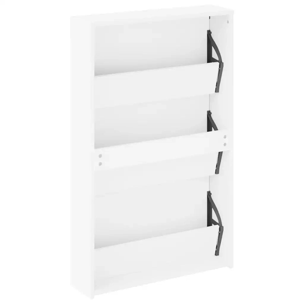 Scarpiera | Mobile per scarpe con 3 Ripiani e Specchio Bianco 63x17x102,5 cm