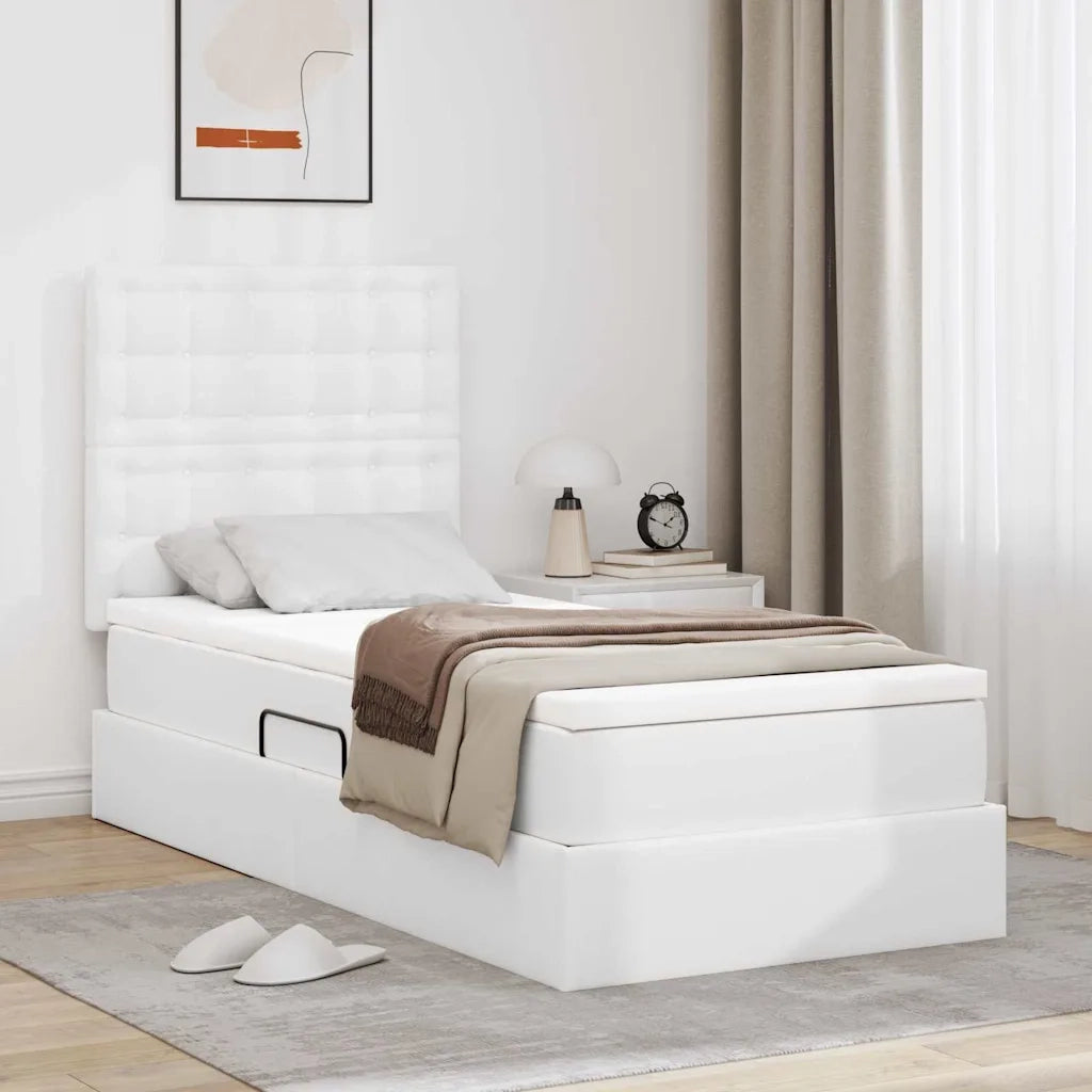 Letto con contenitore e LED con led Bianco Puro 90 x 190 cm