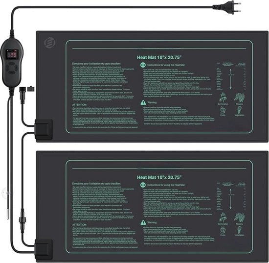 Mat di riscaldamento per piante - 25 x 52 cm - 230V - 21W - Impermeabile - Mat di crescita - Mat di riscaldamento per crescita - Mat di riscaldamento per piante - Propagatore - Mat di riscaldamento per terrario