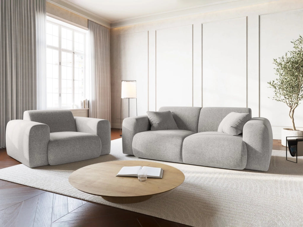 Cosmopolitan Design - Poltrona "Nolio" 2 posti in ciniglia grigio chiaro 
