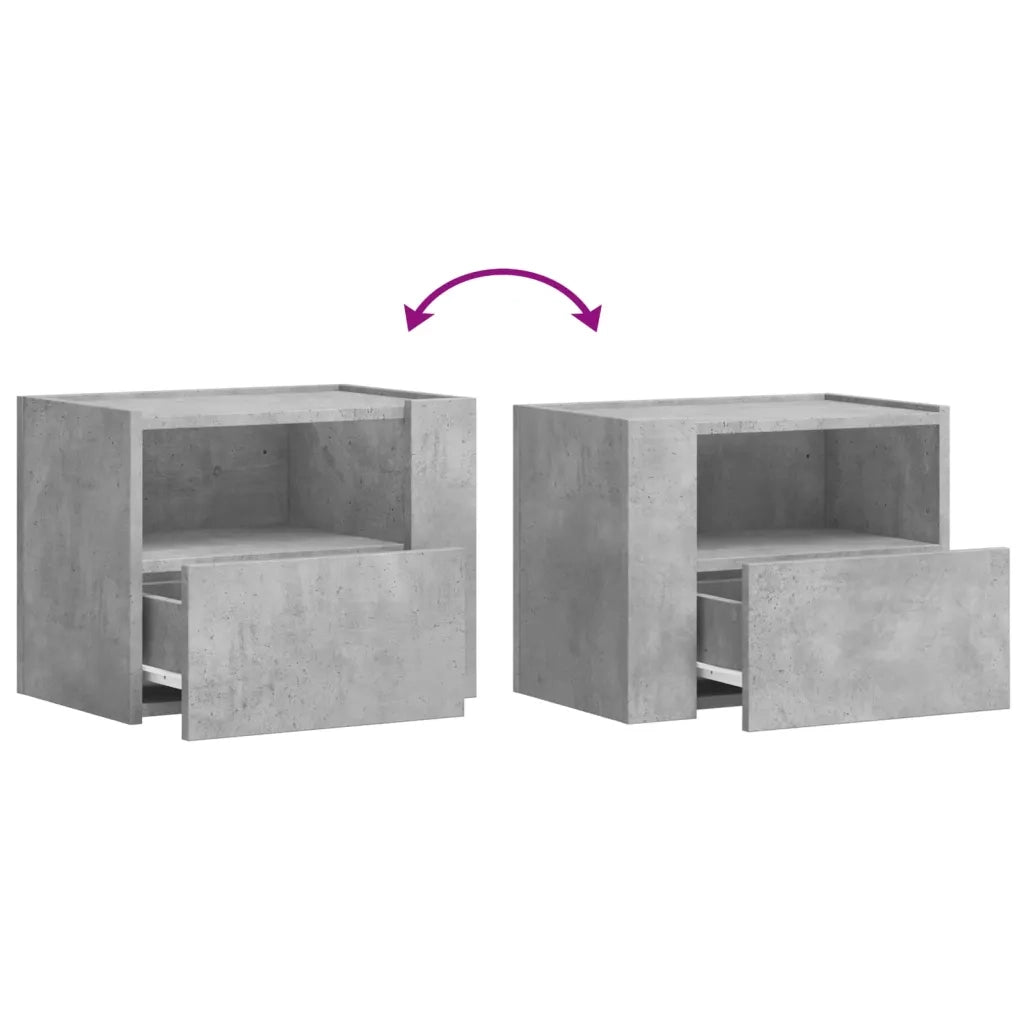 Comodini a Muro 2 pz Grigio Cemento 45x30x35 cm 848318