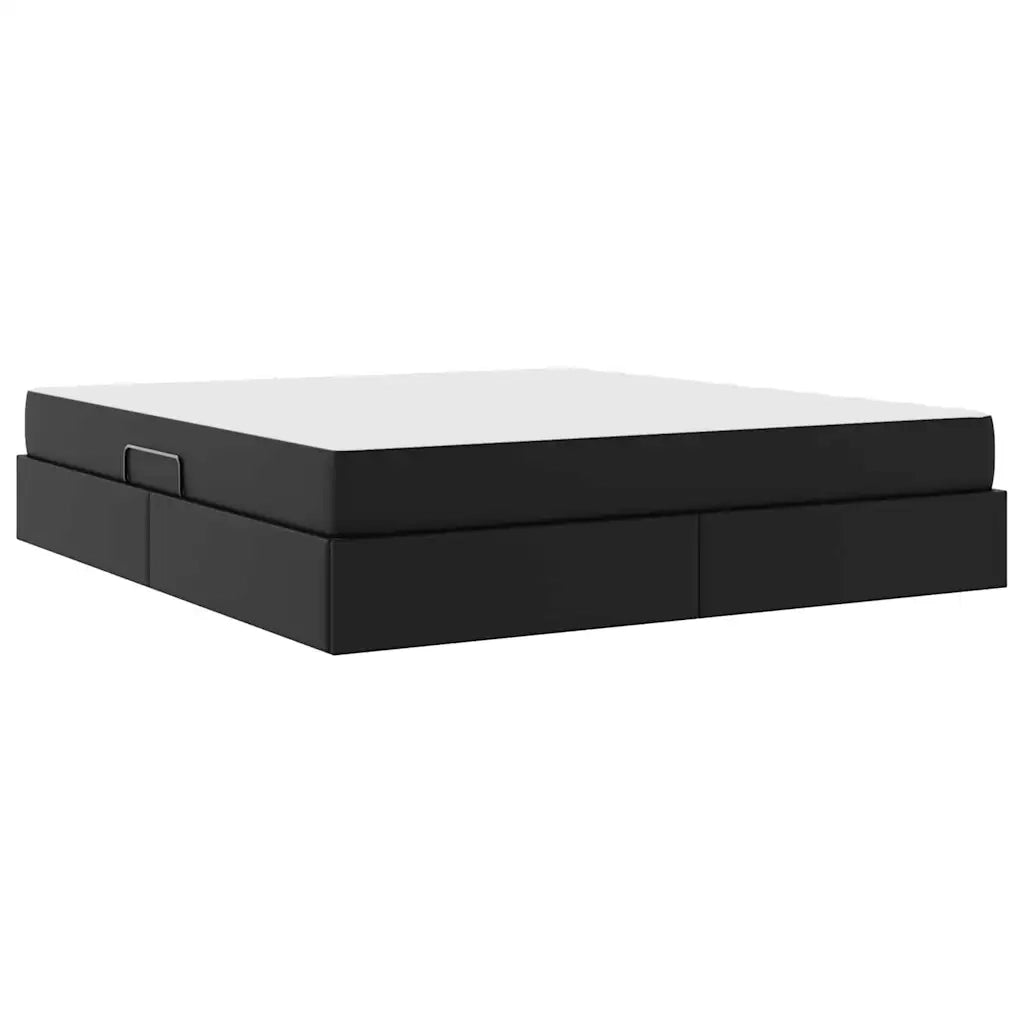 Letto con contenitore e materasso 2 pcs Nero Pelle 3399616