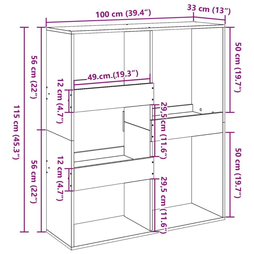 Libreria Divisorio-Scaffale per Libri-Mobile di Stoccaggio Nero 100x33x115 cm