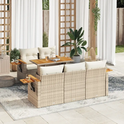 Set Divano da Giardino 6 pz con Cuscini Beige Polyrattan Acacia 3327551