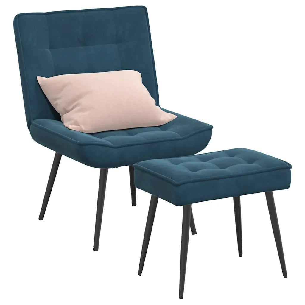 Poltrona Relax con Poggiapiedi Blu in Velluto 4012336