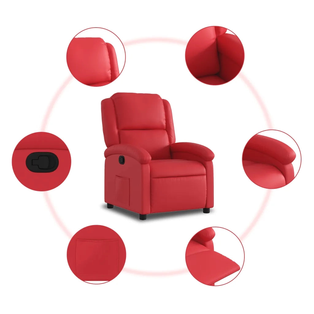 Poltrona Reclinabile Rossa in Similpelle 371780
