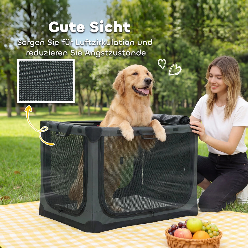 Trasportino pieghevole per cani ¨C Xylo ¨C con cuscino removibile lavabile, tessuto Oxford, verde militare, fino a 30kg