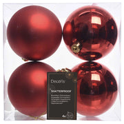 Confezione 4 palline rosse 10 cm