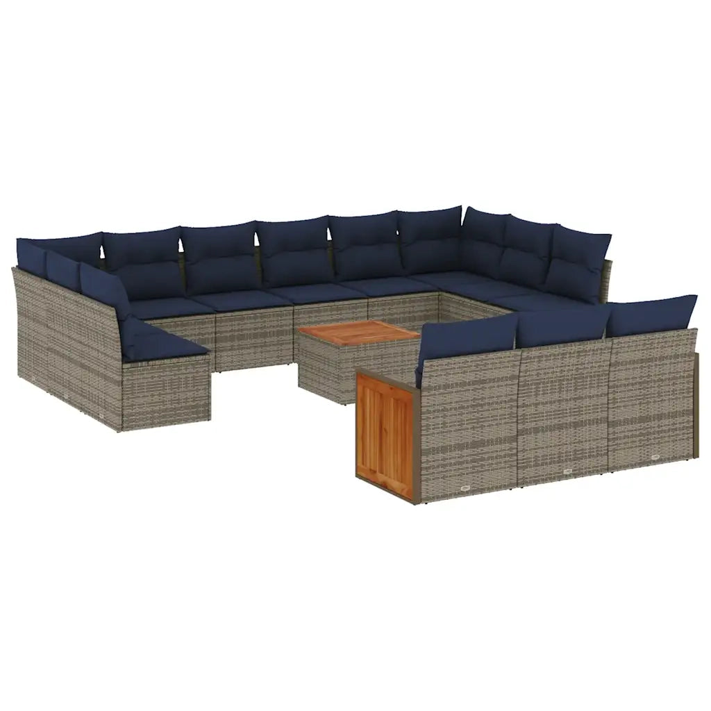 Set Divani da Giardino 16 pz con Cuscini Grigio in Polyrattan 3228147