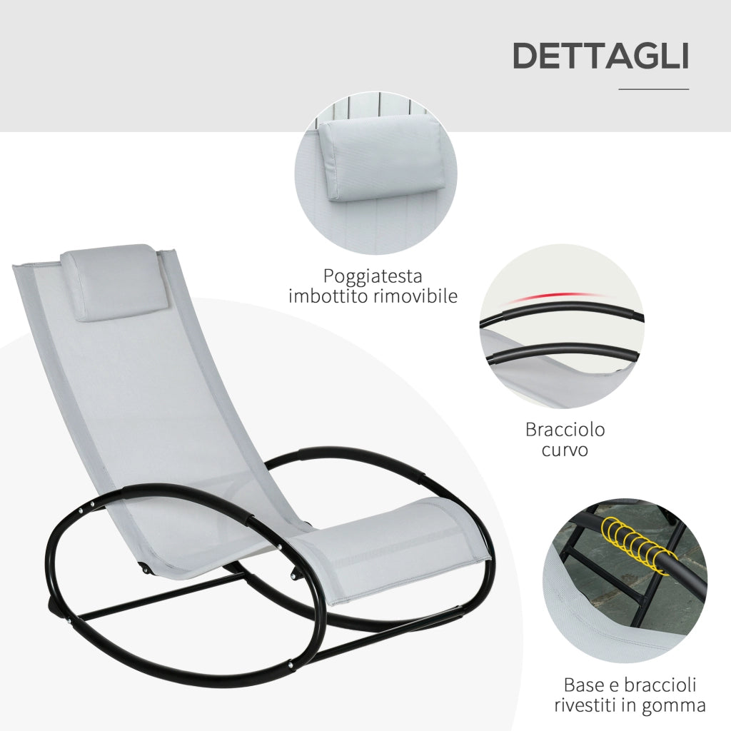 Sedia a Dondolo Zero Gravity ¨C Minimal ¨C Grigia 105x62x88 cm