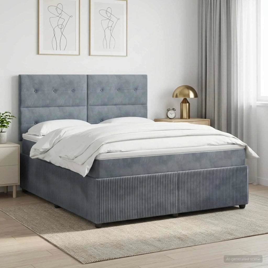 Letto box spring con materasso Grigio Scuro 140 x 190 cm 3454602