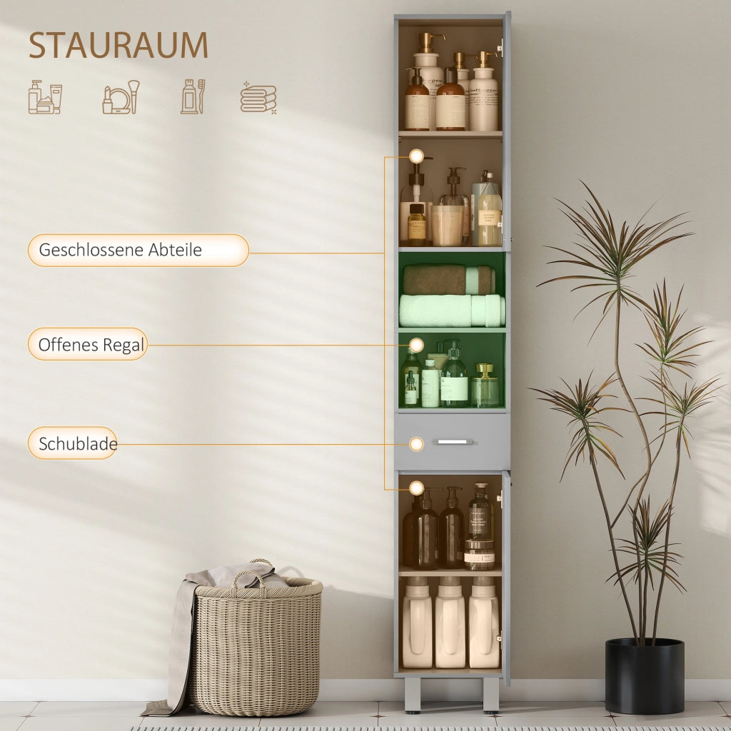 Mobile Bagno con Ripiani e Cassetto Regolabile ¨C Zephmum ¨C Grigio 40x30x60 cm