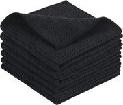 Microfiber Asciugamani per Cucina Tessuto Wafel Densamente Weave Asciugamani Ultra Assorbenti 30cm x 30cm 6 Pack Nero