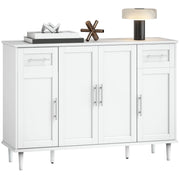 Credenza Buffet Elegante con 2 Cassetti e 3 Armadietti con Ripiani Regolabili, in Legno, 120x38x86 cm, Bianco