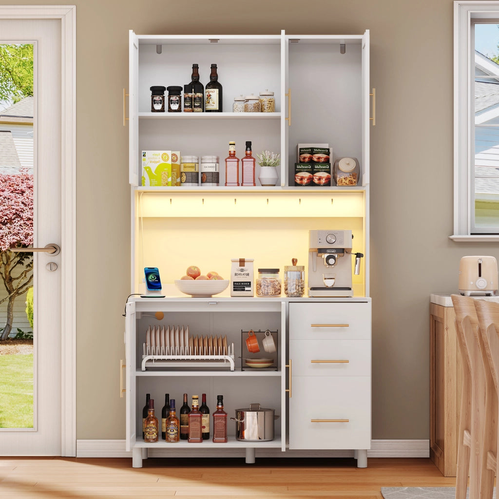 Credenza Buffet con LED, Cassetti e Ripiani ¨C MINIMAL ¨C Bianco/Nero/Grigio