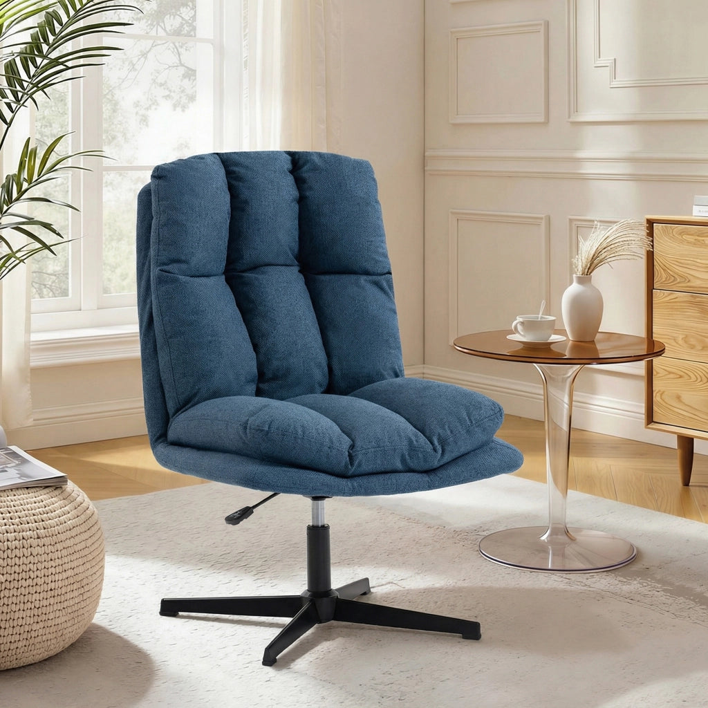 Poltrona Girevole Ajustable ¨C Zephmum ¨C Base Metallo Azul Oscuro