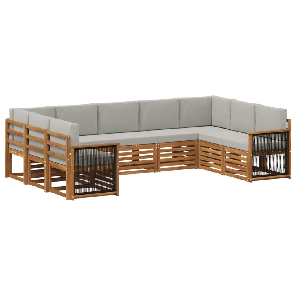 Set di divani da esterno 7 pz Naturale e Grigio Chiaro 3384832