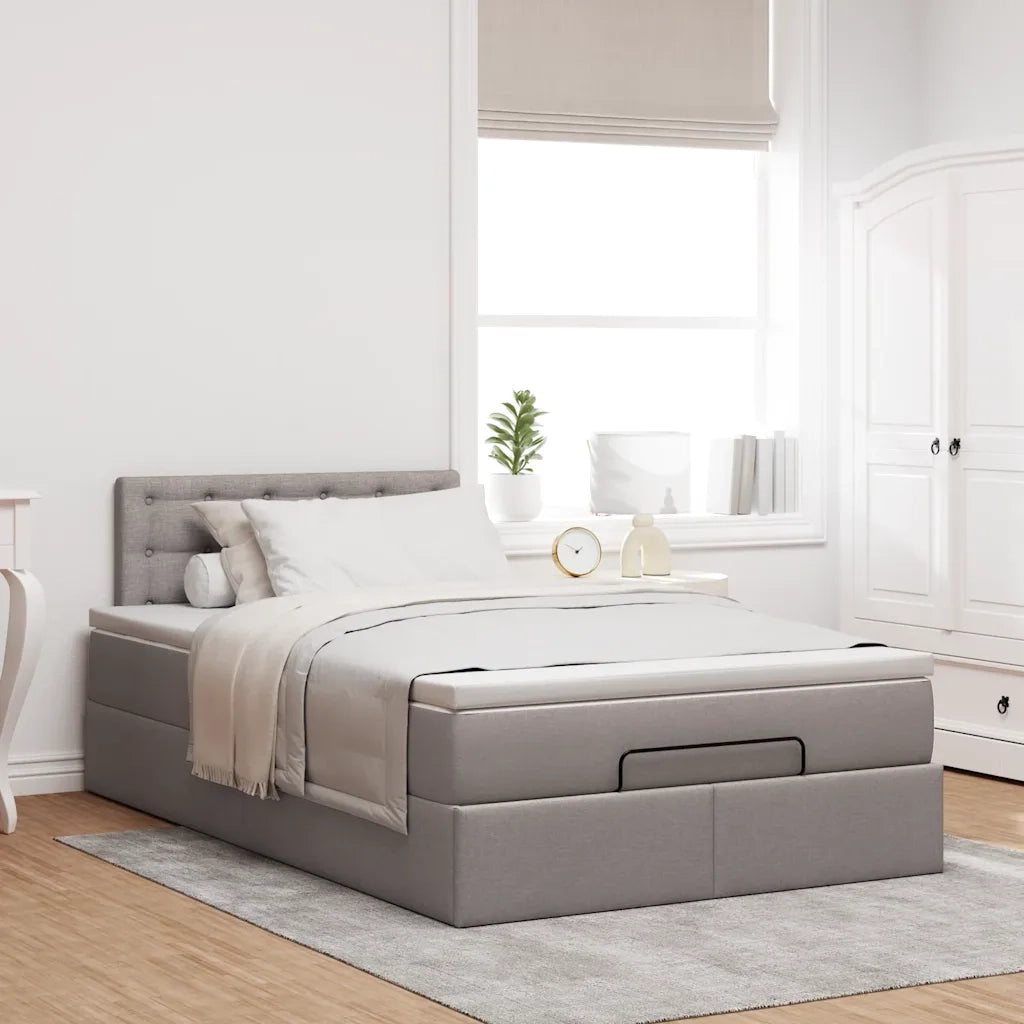 Struttura Letto Pouf con Materasso Tortora 120x190 cm Tessuto 3311612