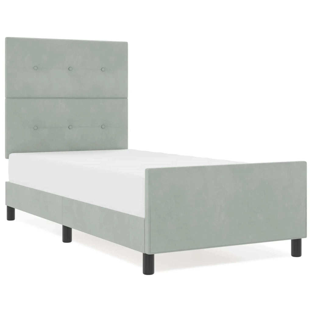 Letto a molle con testiera Grigio chiaro 100 x 200 cm Velluto 3344921