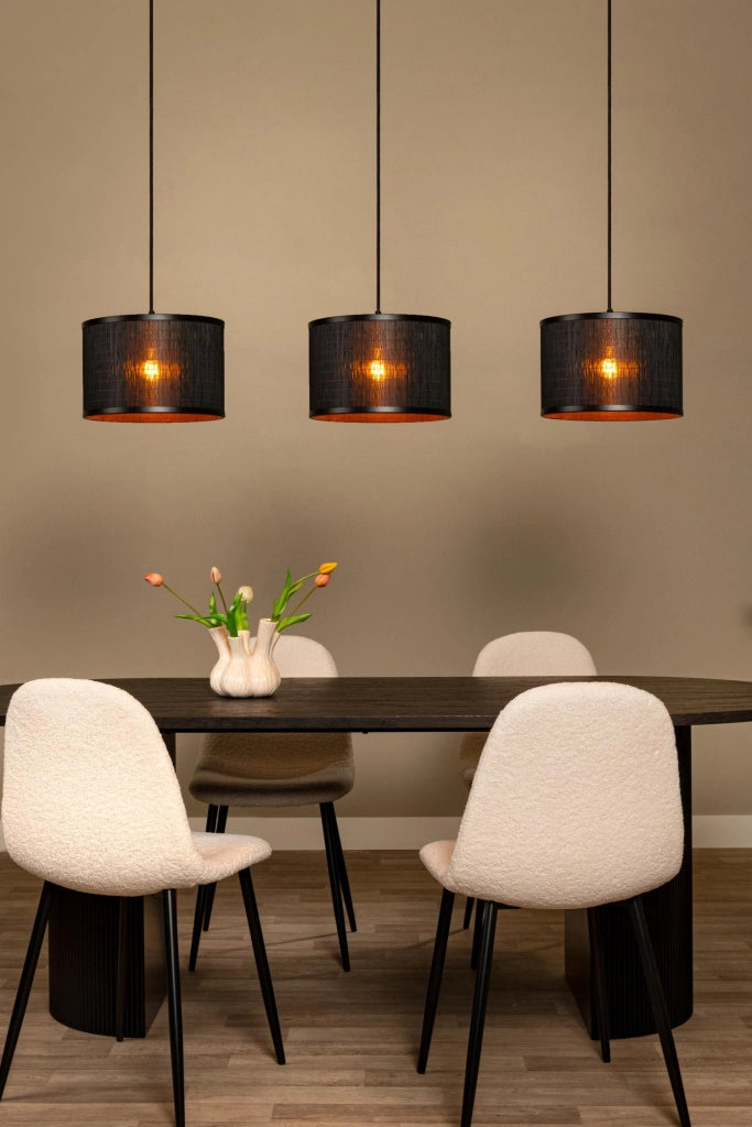Lampada sospesa TAGALOG 3 luci E27 rattan nera Lucide