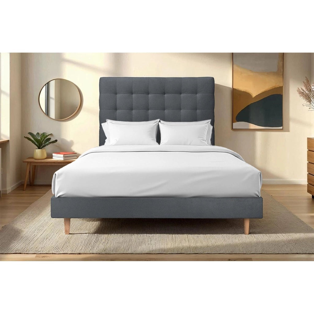 Letto 150x200 cm con testata imbottita - Tessuto velluto