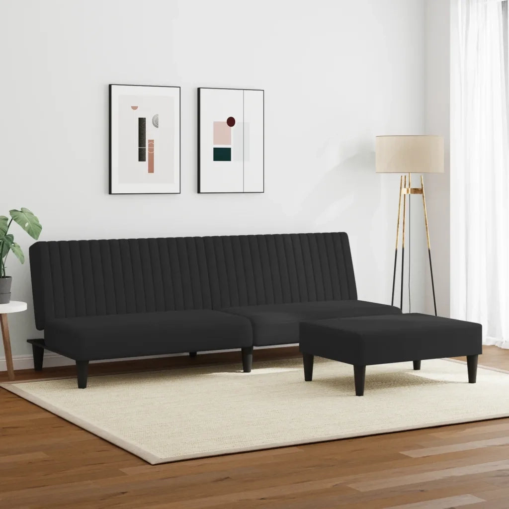 Set di Divani 2 pz Nero in Velluto