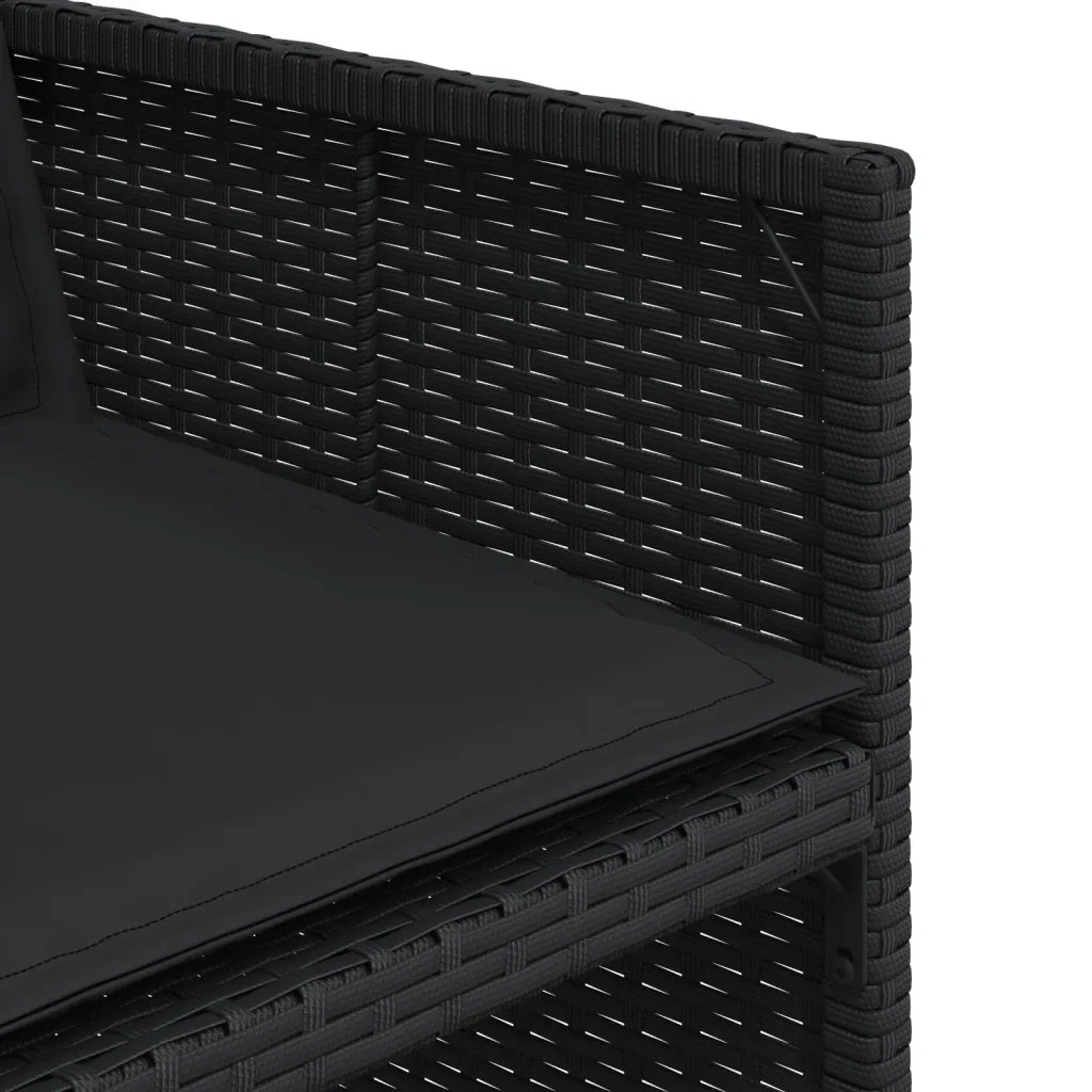 Set da Pranzo da Giardino 15 pz con Cuscini Nero in Polyrattan 3277758