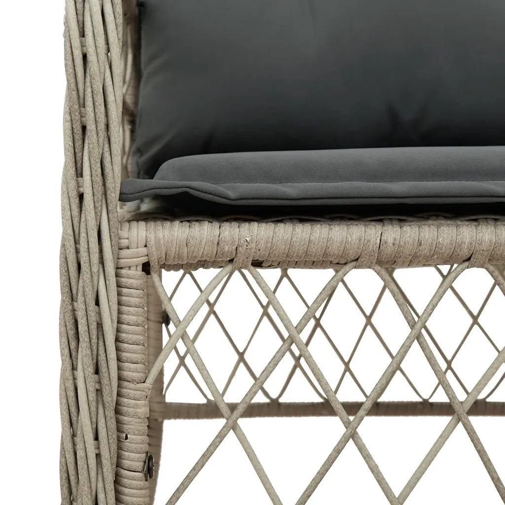 Set Pranzo da Giardino 5pz con Cuscini Grigio Chiaro Polyrattan 3212174