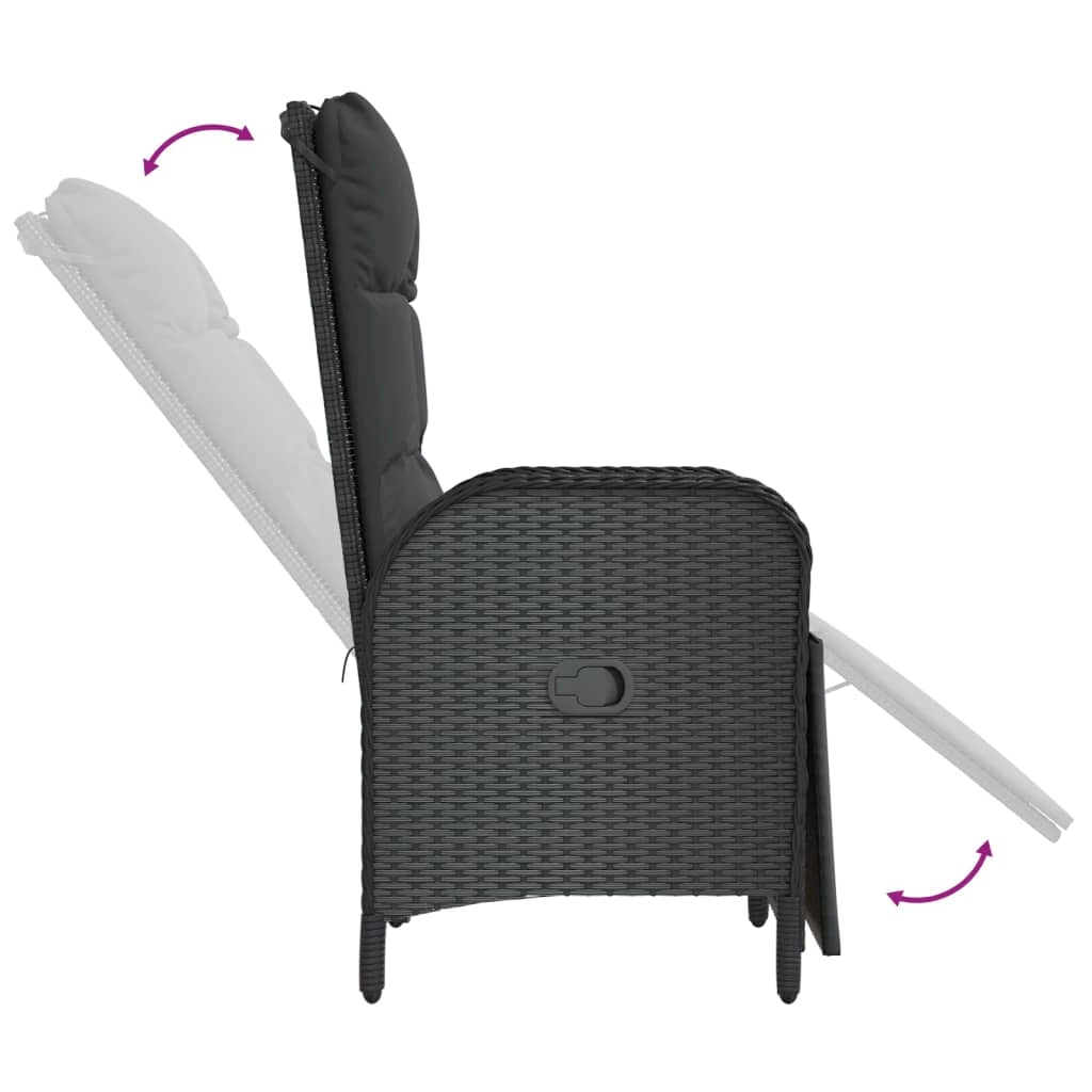 Set da pranzo da giardino da 9 pezzi e cuscini resina intrecciata nera 02_0014829