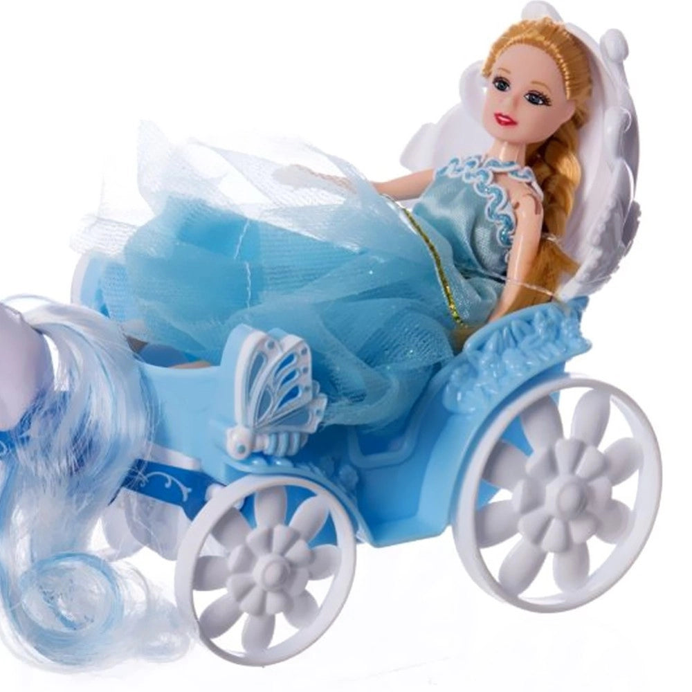 Trade Shop - Bambola Principessa Con Carrozza E Cavallo Giocattolo Per Bambini 24x13cm -