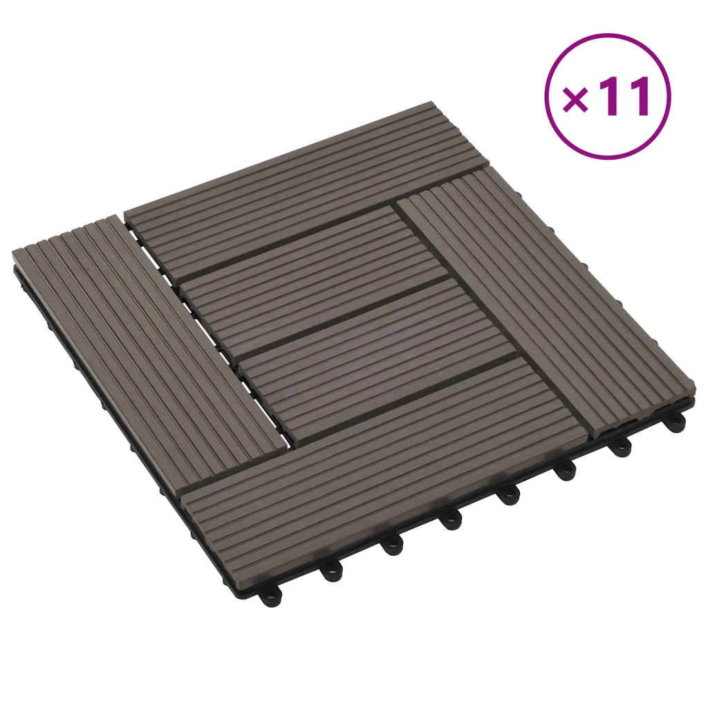 Piastrella per Decking 11 pcs Marrone Scuro 30 x 30 cm WPC 42046673