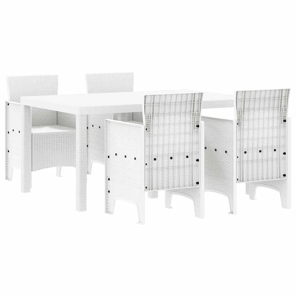 Set da Pranzo per Giardino 5 pcs Bianco Rattan Polt