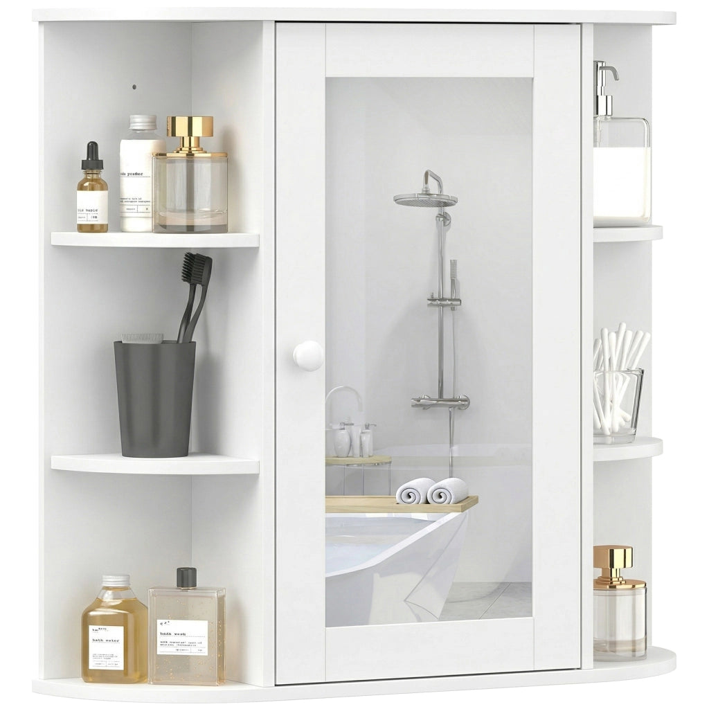 Mobile Bagno con Specchio e Ripiani ¨C Zephmum ¨C Bianco 66x17x63 cm