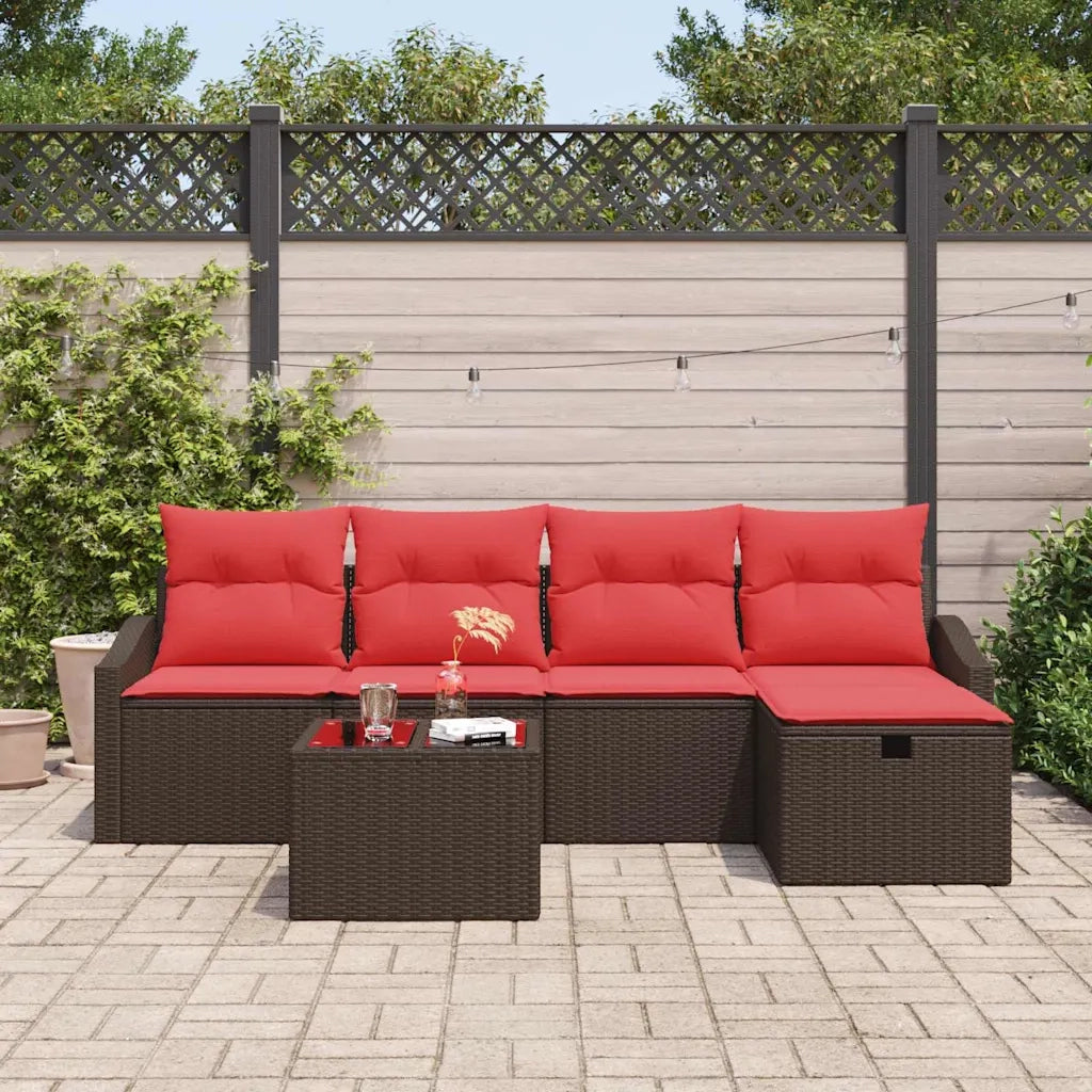 Set di divani con cuscino con archiviazione Marrone polyrattan 3359273