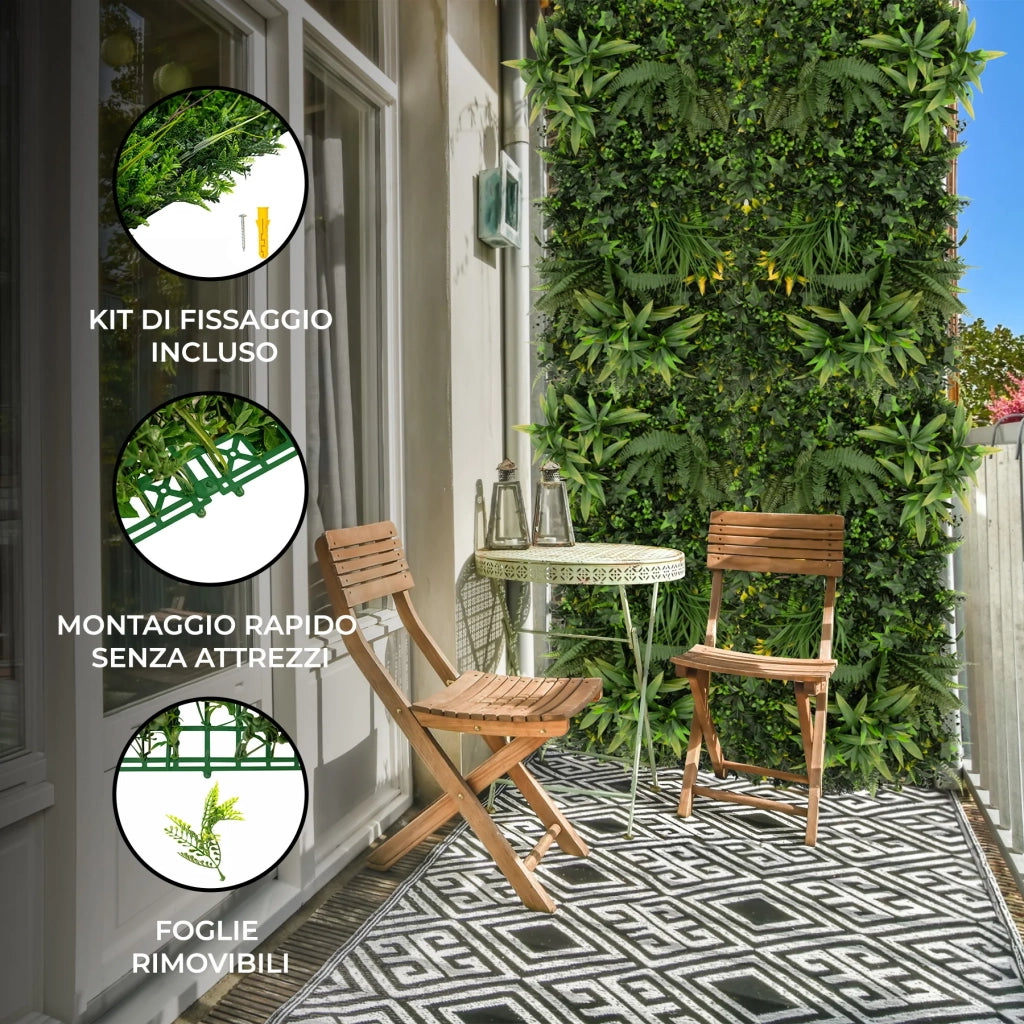 Pannello Parete Vegetale Artificiale Ayla 50x100 cm x2 per Giardino e Casa