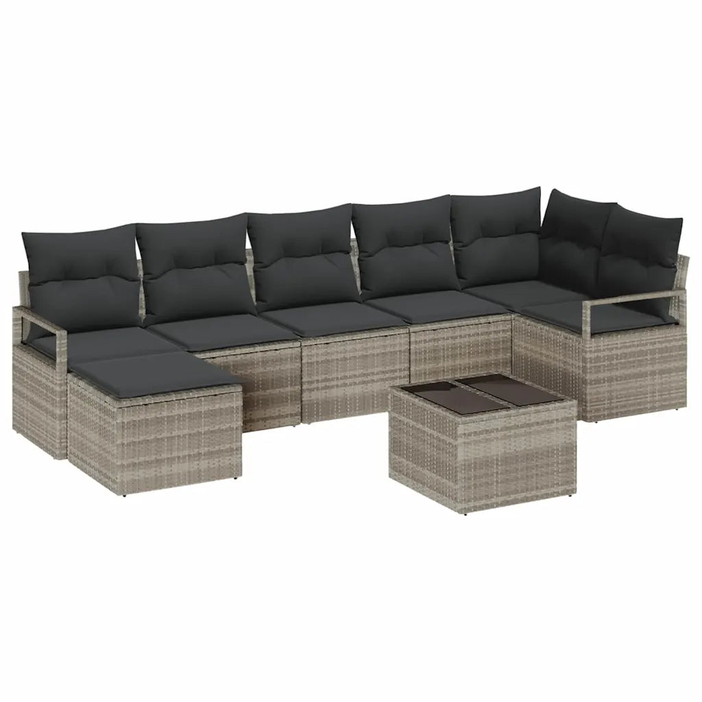 Set di divani con cuscino 9 pcs Grigio chiaro polyrattan