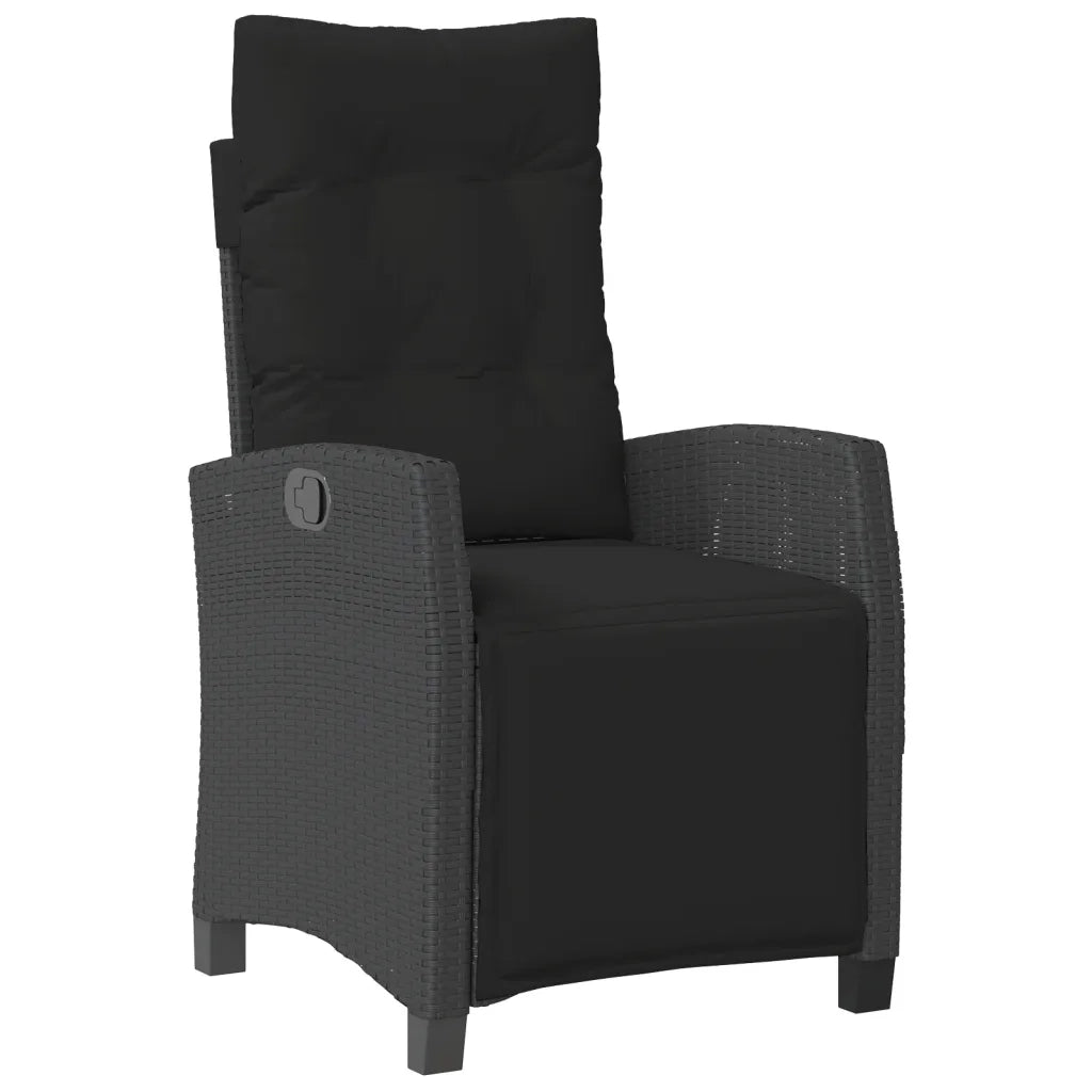 Set da Pranzo da Giardino 9 pz con Cuscini Nero in Polyrattan 3212670