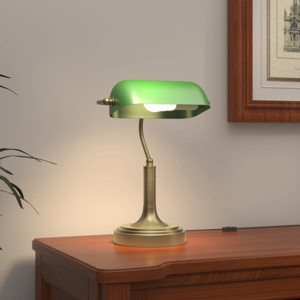 Lampada da Scrivania con Interruttore a Levetta e Paralume Regolabile ¨C Minimal ¨C Verde