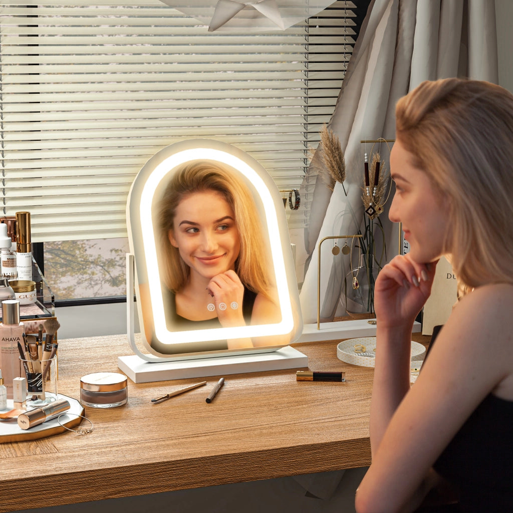 Specchio da Trucco con Luce LED ¨C Minimal ¨C 33x12x44,5 cm Bianco